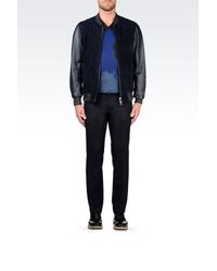 Emporio Armani | Blue Light Leather Jacket for Men | Lyst