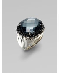 John Hardy | Metallic Bamboo Hematite, White Quartz, Black Spinel & Sterling Silver Dome Ring | Lyst