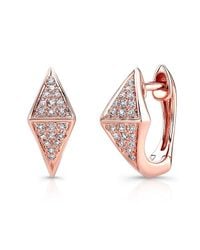 Anne Sisteron - Pink 14kt Rose Gold Diamond Double Triangle Huggie Earrings - Lyst