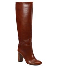 Tory Burch | Brown Devon Leather Knee Boots | Lyst