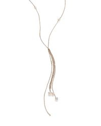Phyne By Paige Novick | Metallic Gigi 6.5mm White Akoya Pearl, Diamond & 14k Yellow Gold Tassel Y Necklace | Lyst