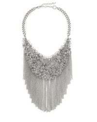 ABS By Allen Schwartz | Metallic Beaded Chain Fringe Bib Necklace | Lyst