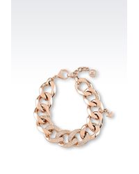 Emporio Armani | Metallic Bracelet In Rose Gold-plated Steel And Crystals | Lyst