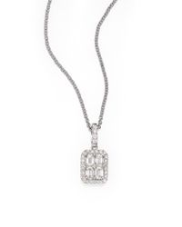 Roberto Coin | Metallic Baguette Deco Diamond 18k White Gold Classic Pendant Necklace | Lyst