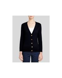 Tory Burch | Blue Shrunken Simone Merino Wool Cardigan | Lyst