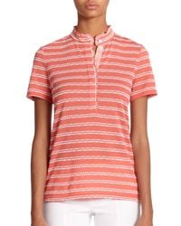 Tory Burch | White Lidia Patterned Polo Shirt | Lyst