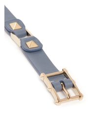 Valentino | Blue 'rockstud' Double Wrap Leather Bracelet | Lyst