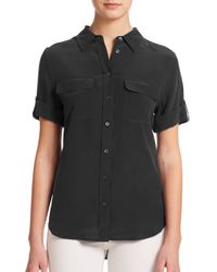 Equipment | Black Short-sleeve Slim Blouse | Lyst