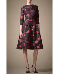 Carolina Herrera | Pink Bee and Floral Print Dress | Lyst