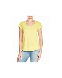 Eileen Fisher | Yellow Organic Cotton Scoop Neck Tee | Lyst