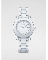 Fendi | Diamond, Ceramic & Stainless Steel Bracelet Watch/white | Lyst