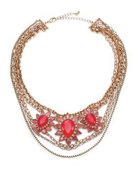 ABS By Allen Schwartz | Red Sunset Blvd Floral Multi-chain Necklace | Lyst
