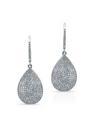 Anne Sisteron - 14kt White Gold Diamond Medium Pear Shaped Earrings - Lyst