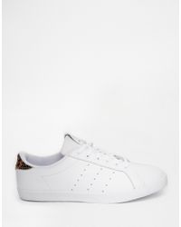 adidas Originals White Miss Stan With Leopard Print Back Sneakers - Lyst