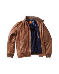 BOSS Orange Orange Leather Jacket 'Josta' In Cowhide for men