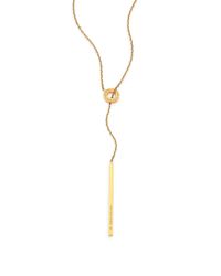 Michael Kors | Metallic Heritage Logo Bar Lariat Necklace/goldtone | Lyst