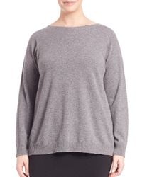 Eileen Fisher | Gray Boxy Bateau-neck Cashmere Sweater | Lyst