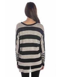 Wilt Clothing - Wilt Big Drop Rugby Stripe Silk & Cashmere Sweater Black & Grey - Lyst