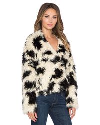 Tibi White Cozy Jacket - Ivory/black Multi