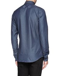 Givenchy Star Embroidery Denim Shirt in Blue for Men - Lyst