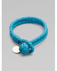 Bottega Veneta | Blue Woven Leather Bracelet | Lyst