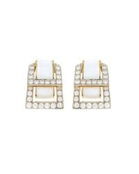 David Webb - Metallic Pavã© White Enamel Earrings - Lyst
