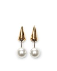 Fallon | Metallic Goldplated Swarovski Crystal and Pearl Earrings | Lyst