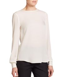 Theory | White Eri Silk Blouse | Lyst