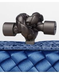 Bottega Veneta Blue Knot Clutch In Electrique Intreccio Impero, Ayers Details