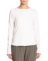 James Perse | White Brushed-jersey Cowl-back Top | Lyst