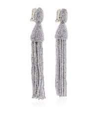 Oscar de la Renta | Metallic Silver Tassel Earrings | Lyst