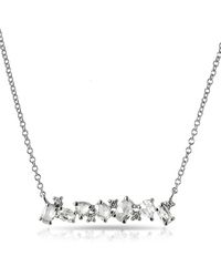 Anne Sisteron - 14kt White Gold Diamond Lace Bar Necklace - Lyst