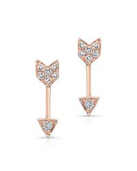 Anne Sisteron | Pink 14kt Rose Gold Diamond Mini Arrow Stud Earrings | Lyst