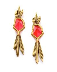 Oscar de la Renta | Red Wildflower Drop Earrings | Lyst