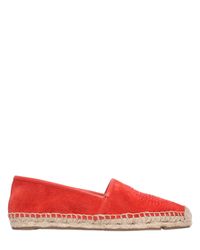 Tory Burch | Orange Kirby Studded Suede Espadrilles | Lyst