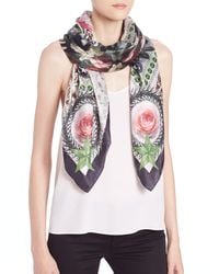 Givenchy | Black Paradise Flowers Cotton & Silk Scarf | Lyst