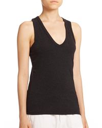 James Perse | Black Skinny Brushed Jersey Racerback Tank Top | Lyst
