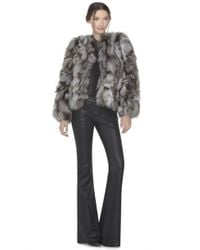 Alice + Olivia - Gray Cayle Cropped Fox Fur Jacket - Lyst
