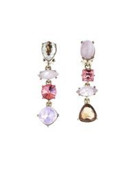 Oscar de la Renta | Metallic Pink Multi Crystal Drop Earrings | Lyst