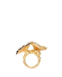 Alexander McQueen | Metallic Crystal Duo Flower Skull Ring | Lyst