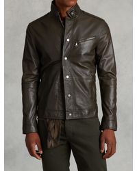 John Varvatos | Green Short Leather Jacket for Men | Lyst