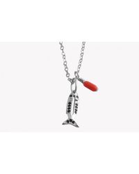 Tateossian - Metallic Iconic Fish Pendant Necklace In Silver With Black Spinel And Coral for Men - Lyst