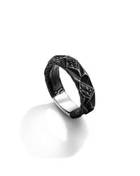 John Hardy | Black Slim Band Ring for Men | Lyst
