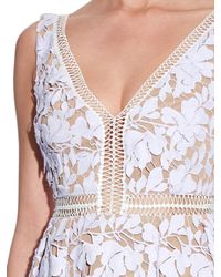 purple midi lace self floral portrait dress light