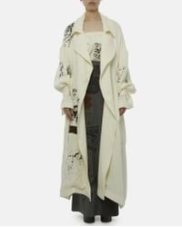 Claire Barrow Natural Printed Belted Linen Coat