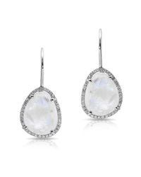 Anne Sisteron - Metallic 14kt White Gold Moonstone Diamond Organic Shape Earrings - Lyst