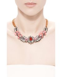 Shourouk | Pink Flower Crystal-Embellished Necklace | Lyst