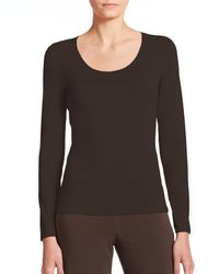 Armani | Brown Scoopneck Jersey Top | Lyst