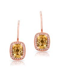 Anne Sisteron - Metallic 14kt Rose Gold Diamond Citrine Rectangle Earrings - Lyst