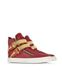 Giuseppe Zanotti - Flame Red Leather High-top Sneaker - Lyst